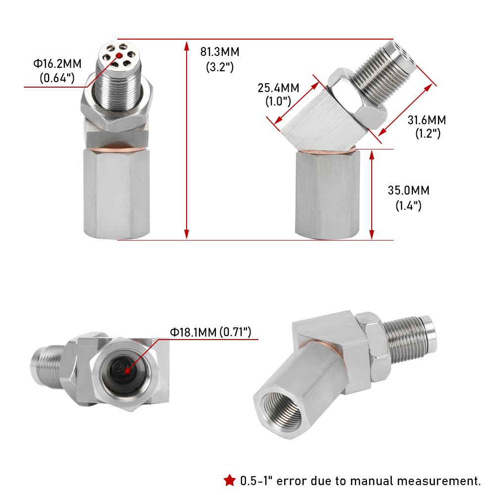 1 PCS Universal M18X1.5 Oxygen Sensor Extender 45 Degree 02 Bung Extension Catalytic Converter O2 Oxygen Sensor Spacer OSE08