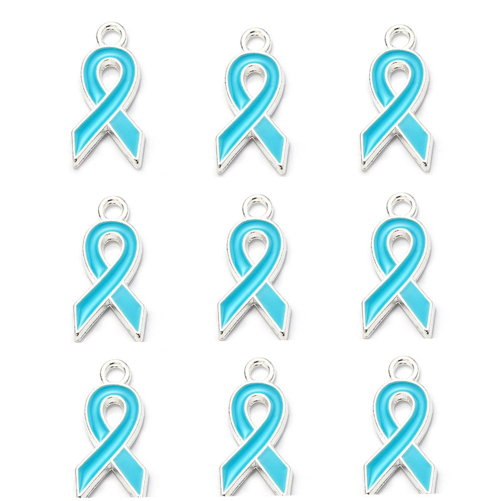 10pcs/lot Ribbon Enamel Charms Breast Cancer Awareness Pendants For DIY Necklace Earring Bracelet Jewelry Making Handmade