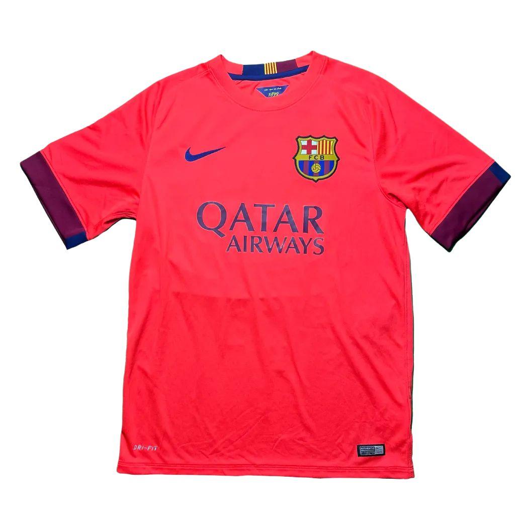 

Nike Barcelona 2014/15 Away Color Block Crew Neck Short Sleeve Football Shirt Men tops 610595-673 S