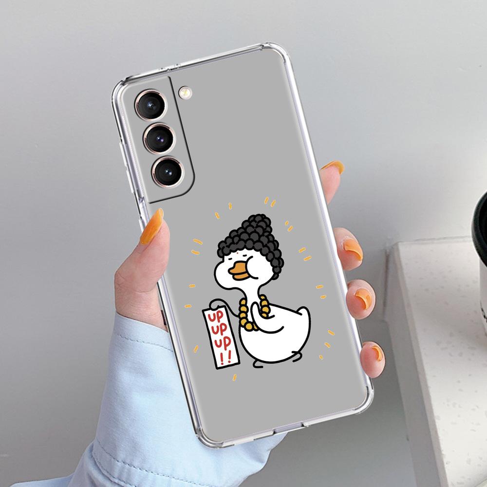 Phone Case For Samsung Galaxy S26 S25 S24 S23 S22 Ultra S20 S21 FE 5G Plus Soft Clear Cover Funny Cute Duck Fashion Couple