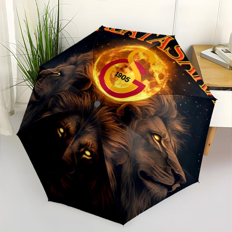 Galatasaray Fashionable Automatic Opening/Closing Folding Umbrella. Portable and Foldable, Ideal for Gift, Travel, and Daily Use.