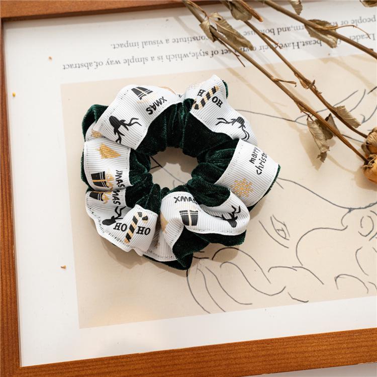 Jesienno-zimowa aksamitna świąteczna wstążka do włosów i opaska na głowę