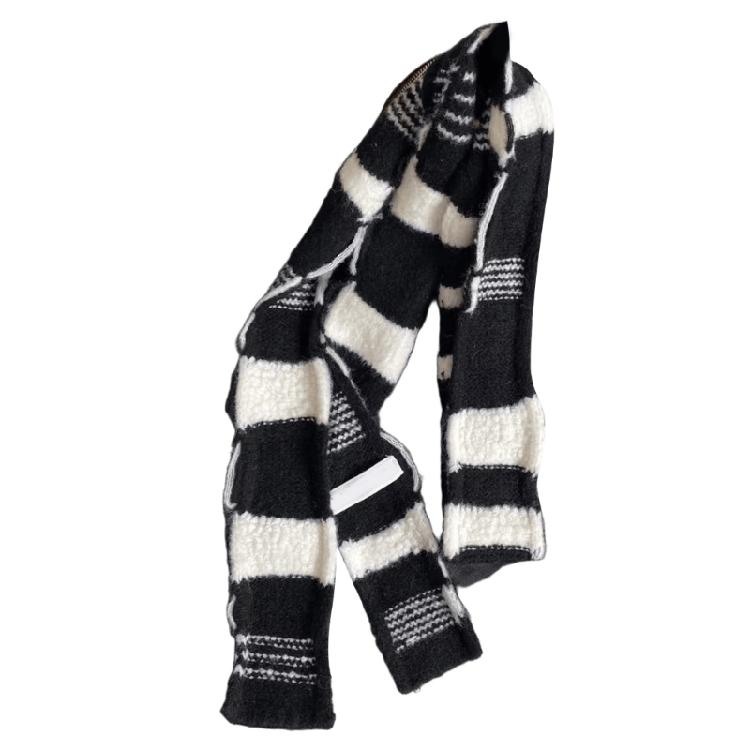 

Fashionable Acrylic Scarf Elegant Colorful Stripe Neckerchief Office Wear Scarf for Every Occasion чорний