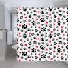 Dog Paw Print Shower Curtain Pet Lovers Cute Kitten Cat Footprint Red Love Heart Abstract Geometric Drawing Style Animal Decor Boys Girls Polyester