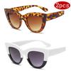 2pcs Fashion Cat Eye Sunglasses Woman Vintage Large Frame Brand Gradient Design Glasses Sun Glasses for Female UV400 Eyewear