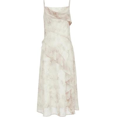 2025 Spring Sexy Printed Glossy Cowl Neck Camisole Long Dress