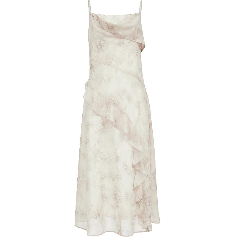 

ONLY 2025 Spring Sexy Printed Glossy Cowl Neck Camisole Long Dress L