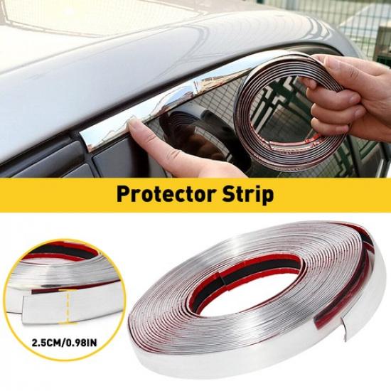 5M*(0.6Cm-2.5)Cm Chrome Trim Molding Strip Car Door Window Bumper Side Protector