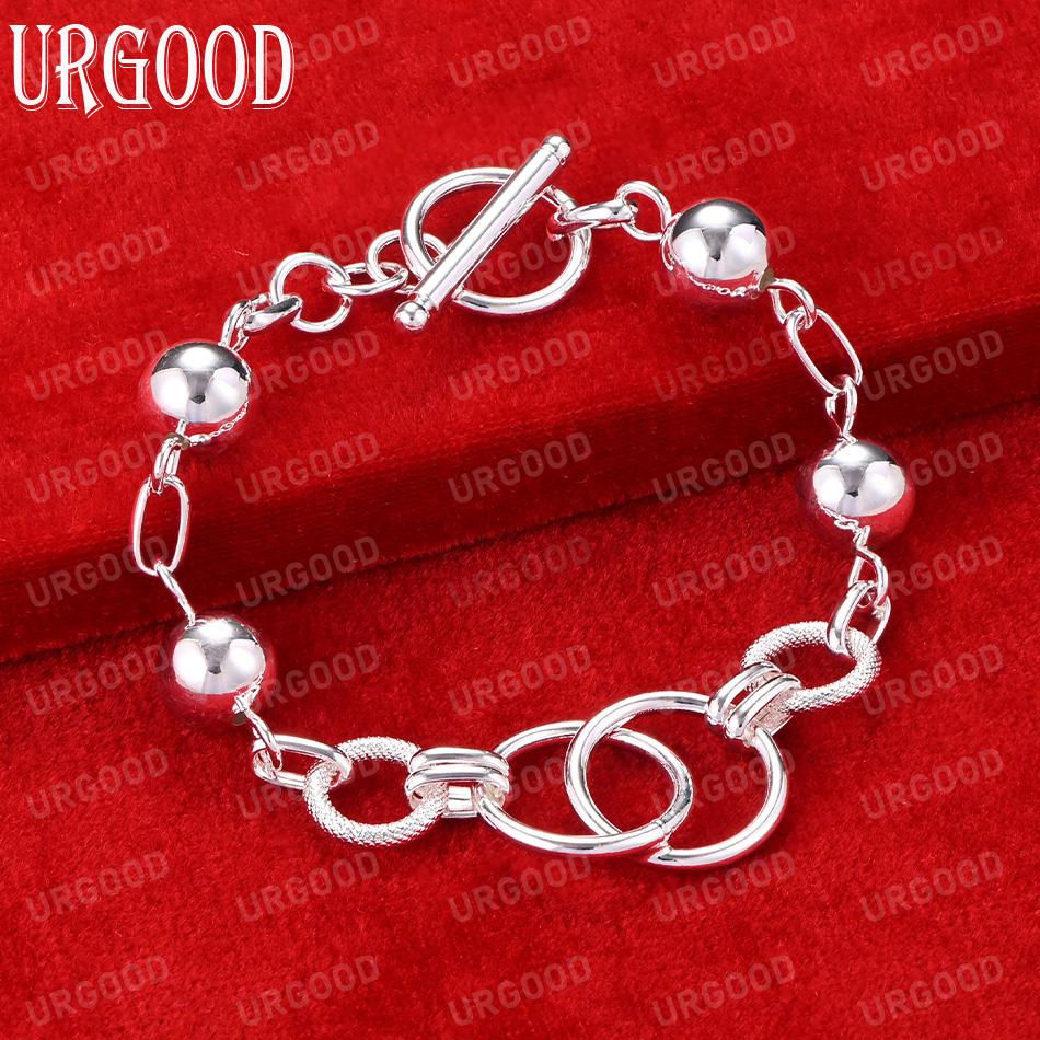 925 Sterling Silver Multi Circle Ball Smooth Bead Chain Bracelet Fashion Wedding Jewelry