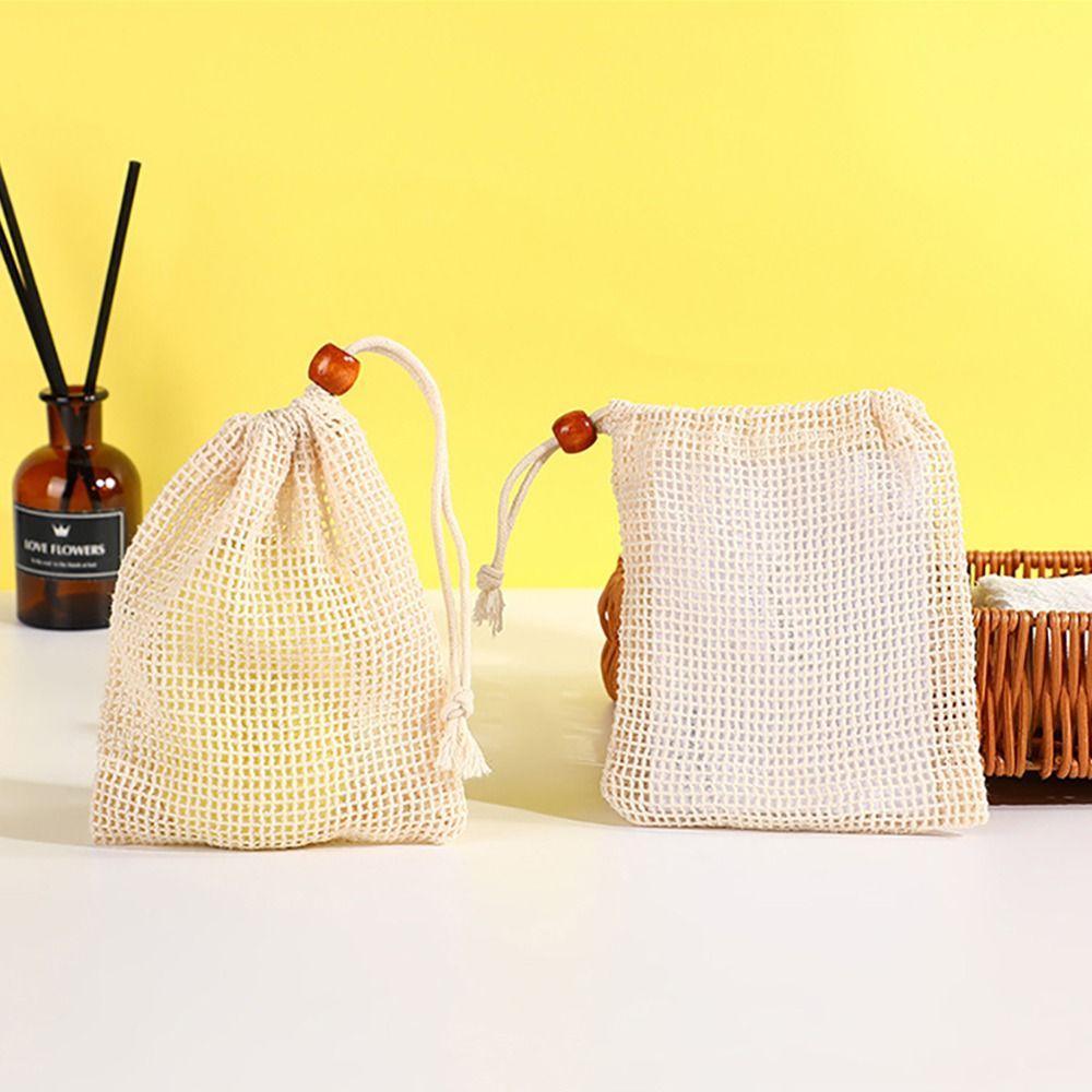 1Pcs Bath Foaming Soap Bag Durable Exfoliating Cotton Linen Foam Mesh Bathroom Soaps Saver Mesh Pouch