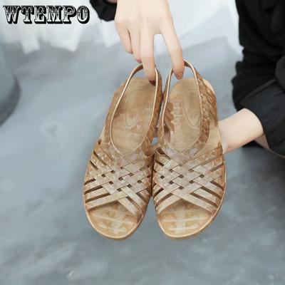 Mother Sandals Women's Summer Soft Sole Middle-aged Flat Heel Flat Elderly Middle-aged and Elderly Women's Shoes Non-slip