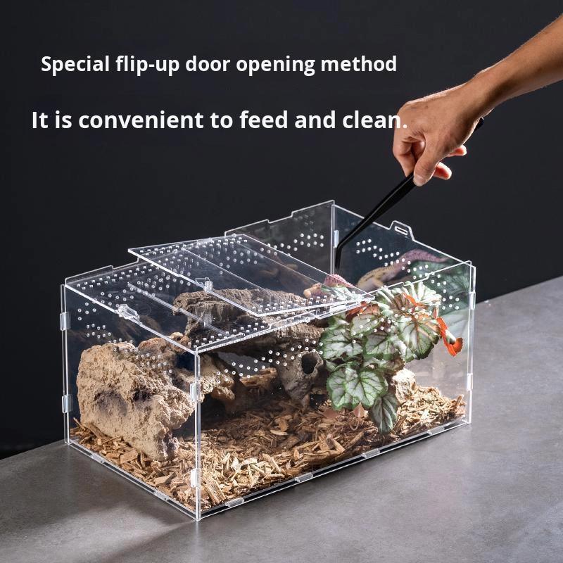 Stackable Crystal Clear Acrylic Gecko Terrarium Comfortable Reptile Enclosure with Box Packing Reptile Supplies