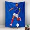 Kylian Mbappe France Number 10 Football Wall Tapestry Blue Jersey Dribbling Pop Art Vector Decor for Boys Bedroom Man Cave Gift
