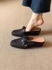 2025 new inner height increase French woven hollow bag head sandals versatile and comfortable word with sandals outside