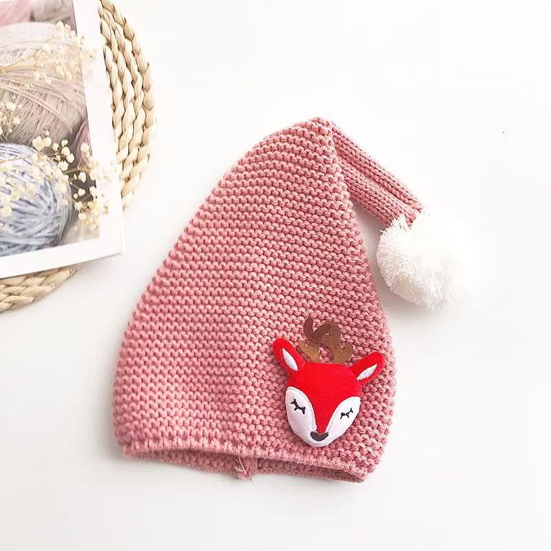 Children's Cute Christmas Cartoon Pompom Wool Pullover Hat