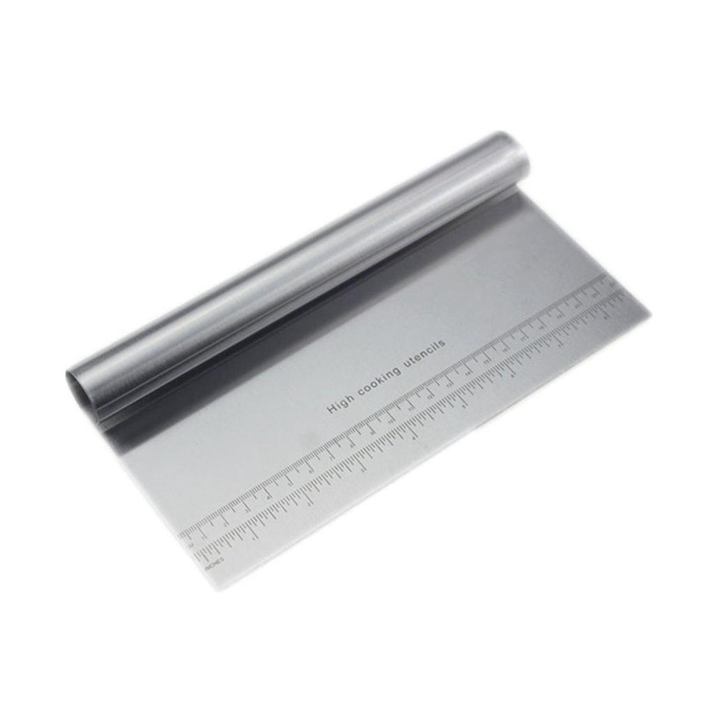 Dough Scraper Clear Scale Stainless Steel Dough Cutter with Ergonomic Handle for Bread Cake Baking