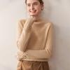 Women's Hand-Crocheted Cashmere Sweater - Slim Fit, Half-High Collar, Long Sleeve, Solid Color, Autumn/Winter Collection