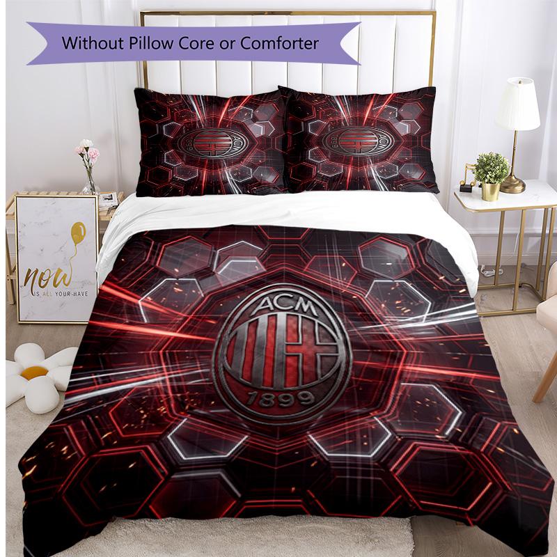 Set Lenzuola Stampa AC Milan 3 Pezzi Morbido Delicato sulla Pelle Lavabile Copripiumino e Federe Set Stagione Unica Camera da Letto