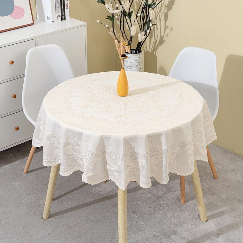 1pcs Round Waterproof Tablecloth Flower Dinning Table Cover Wedding Party Tables Cloth Home Kitchen Decoration Environmentally Friendly Tablecloths