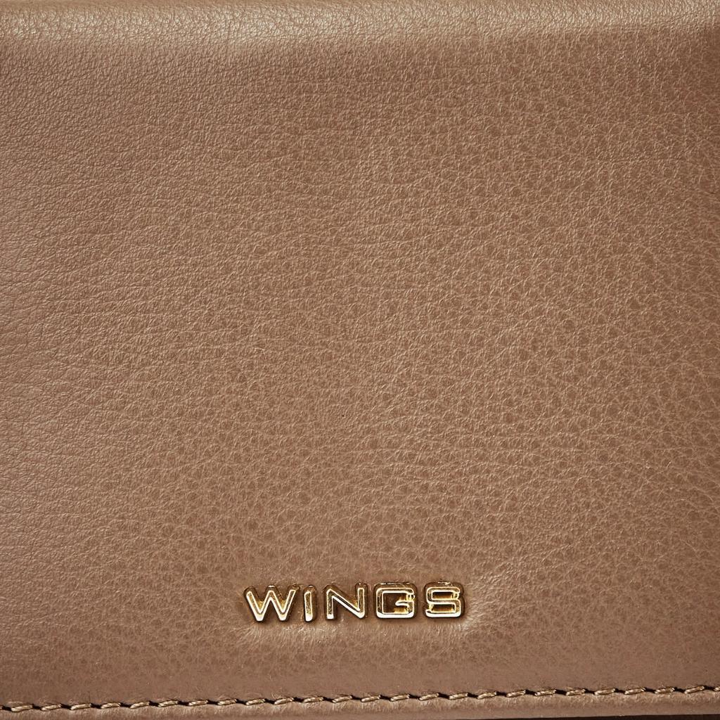 Small Women' Wings Wallet Made of Natural Leather Beige