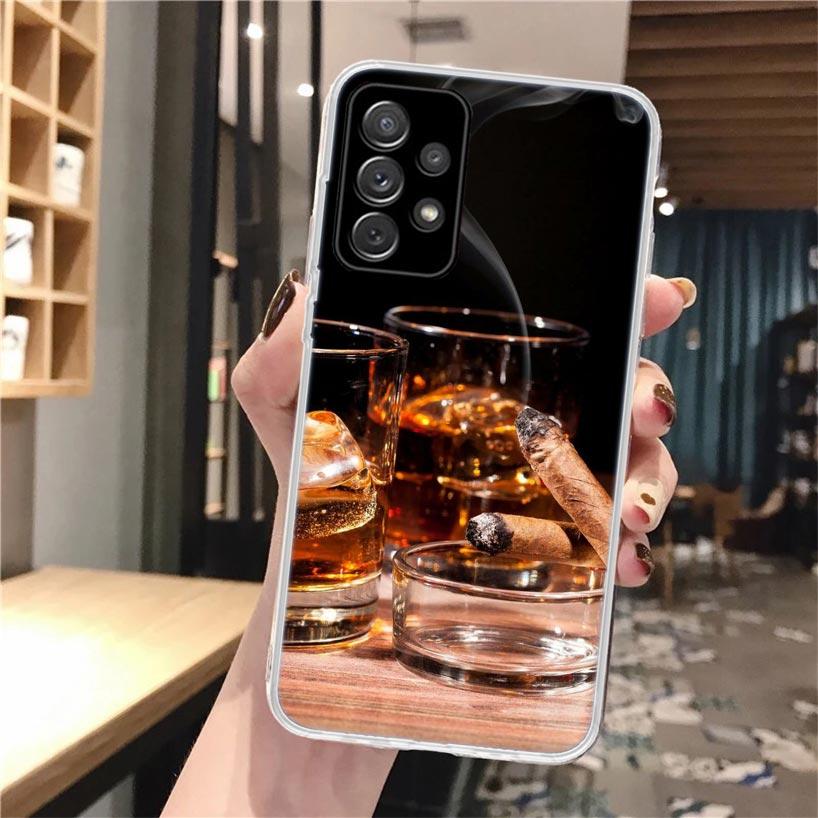 Cigar Whiskey Ice Drink Soft Phone Case For Samsung Galaxy A17 A16 A15 A14 A13 A56 A55 A54 A53 A36 A35 A34 A33 A26 A25 A24 A23 A