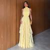 Europäische und amerikanische Damenbekleidung Frühling und Sommer neues Kleid mit Stehkragen, tailliert, ärmellos, Rüschen-Blattrand, rückenfreies Kleid