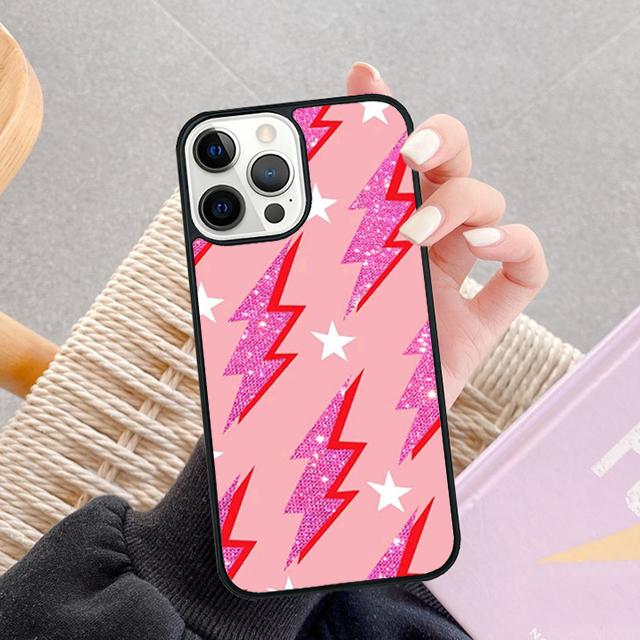 Preppy Stars Lightning Pink Celular Mobile Phone Case For iPhone 17 Air 16e 15 14 12 13 11 Pro MAX Plus Coque Fundas