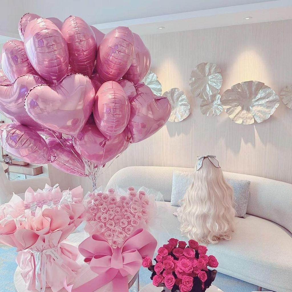 Red Heart Aluminum Foil Balloon - Romantic Photo Props for Proposals and Birthday Decorations