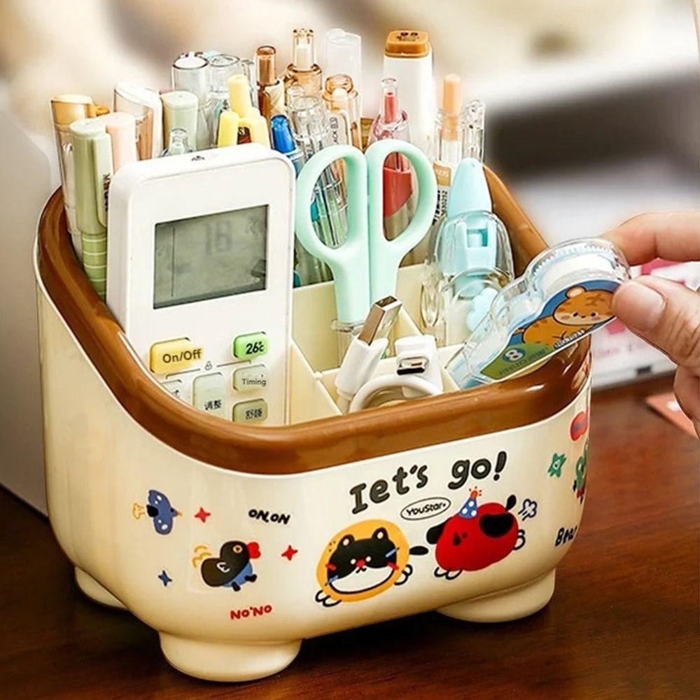 Large Capacity Stationery Storage Box Cartoon Desktop Container Creative Desktop Pen Holder  School