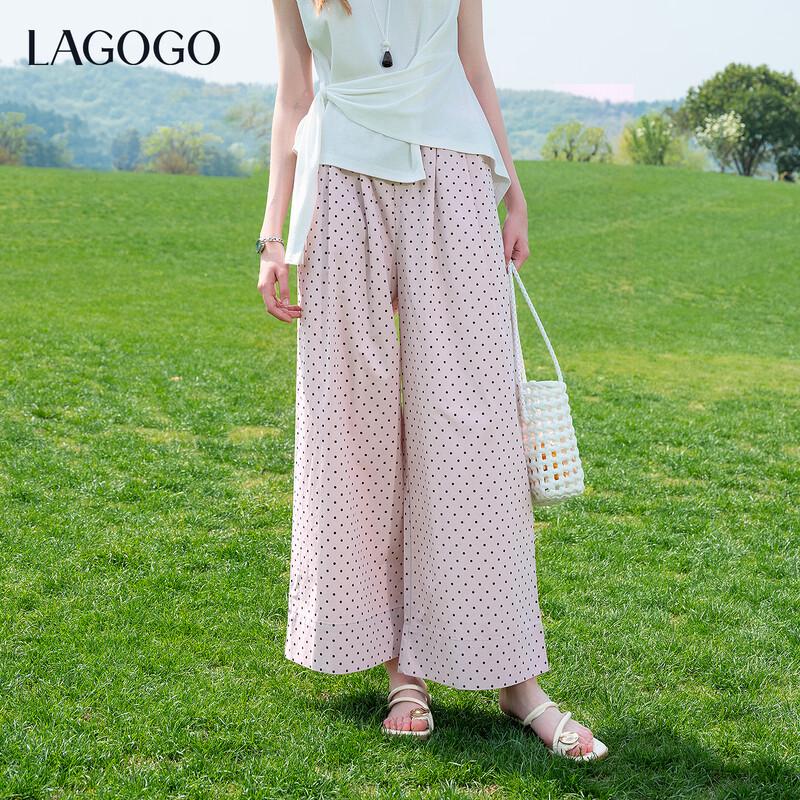 LAGOGO Polka Dot High-Waist Wide-Leg Pants M