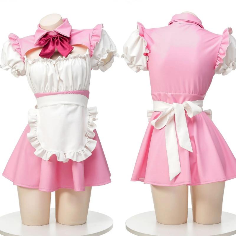 Lolita Anime Cosplay Costumes High Quality Pink Maid Outfit Apron Dress Female Anchor Sexy Lingerie Servant Uniform Set