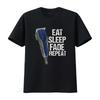 Barber T Shirt Hairstylist Hairdresser Eat Sleep Fade Repeat Vintage Stretched Soft Top For Everyday Wear Graphic