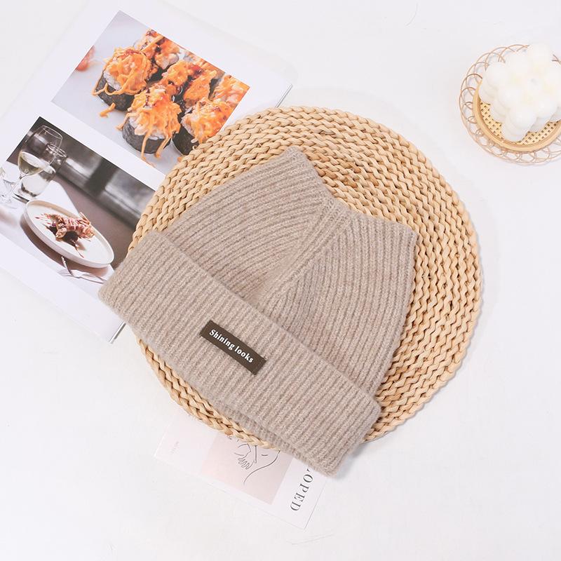 New Autumn and Winter Hat for Women's Letters Cat Ear Knitted Hat  Versatile Face  Small Pullover Hat  Warm Wool Cold Hat  Men