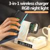 15W Fast Charging Wireless Charger Support Charge Apple Watch With RGB Night Light Time Alock Function For Apple Airpods Watch Iphone 15promax