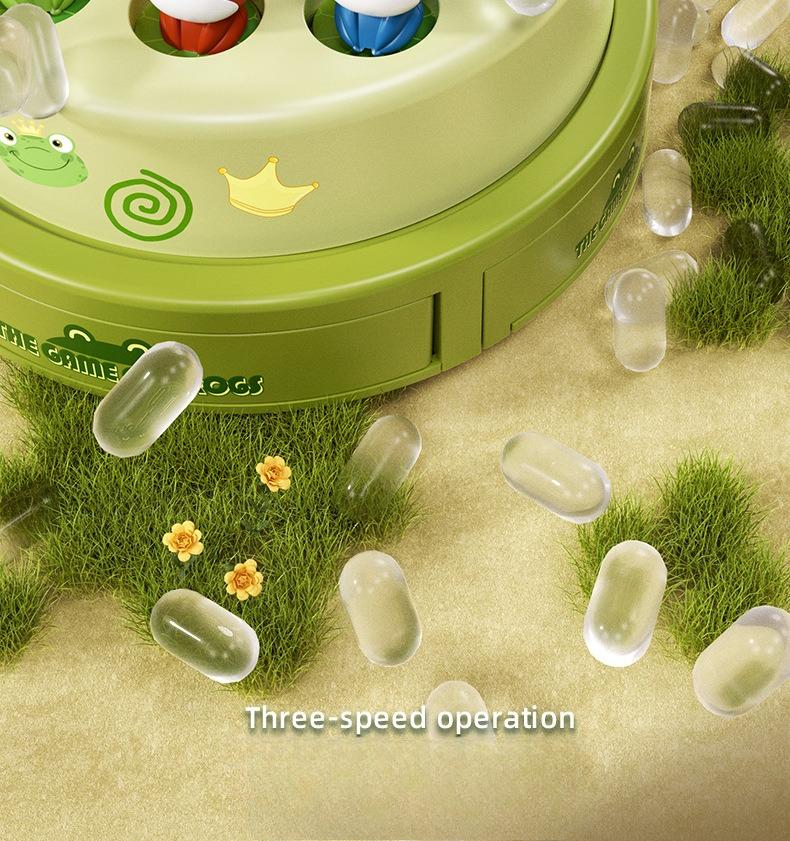 1SET Children's Ejection Frog Turntable Cartoon Net Fishing Bouncing Frog Concentration Training Sound and Light Electric Toy