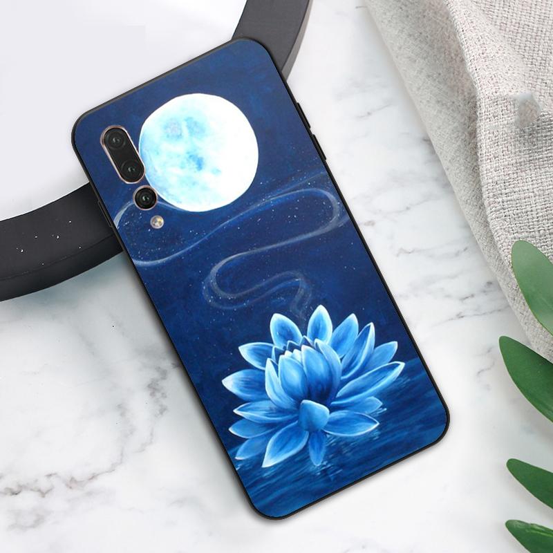 Lotus Blue White Flowers Case For Huawei Nova Y73 Y72 Y70 Y90 Y60 Y61 Y91 12s 12i 11i 8i 9 10 SE P40 Lite P60 P30 Pro