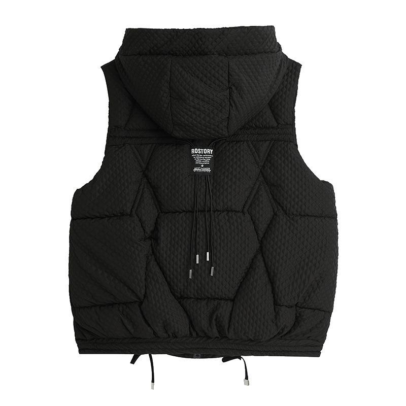 Cotton Vest Women's Winter Fashionable Warm Slim Hooded Outer Wear Vest Short Vest Wind