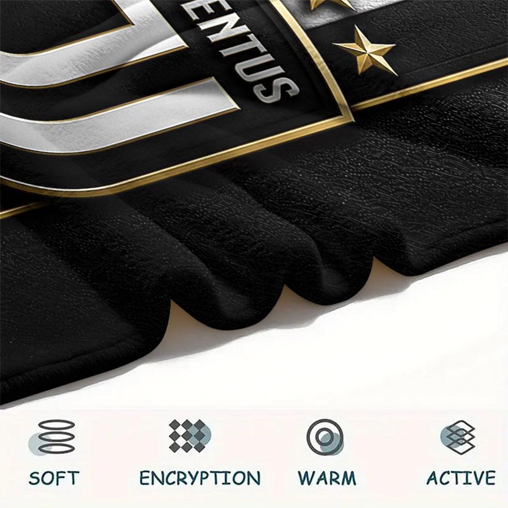1PC Juventus Football Club Patterned Flannel Blanket Suitable For All Seasons for Home Decor Warmth and Comfort Gifts Holiday Present