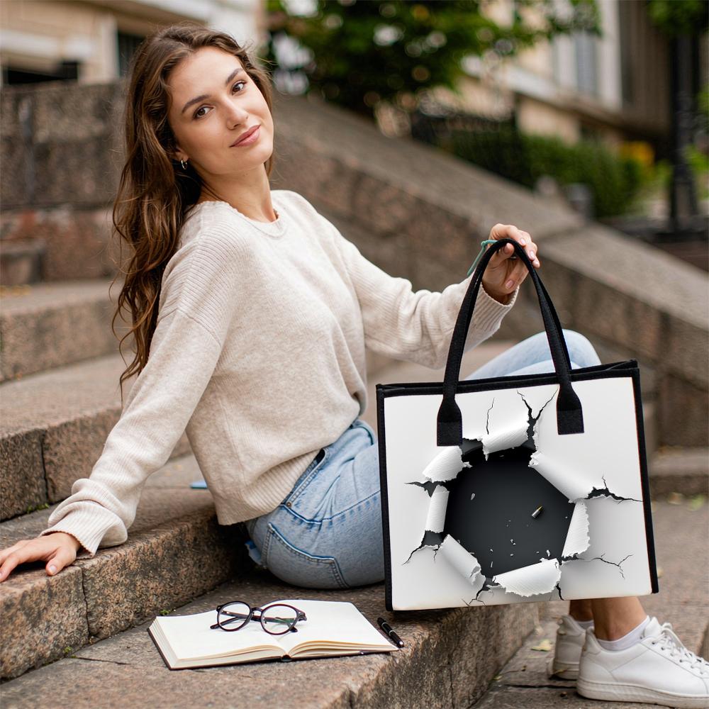 Crack Print Large Tote Bag Fashion Trendy Casual Shopping Handbag Lightweight Durable Daily Use Shoulder Bag for Women