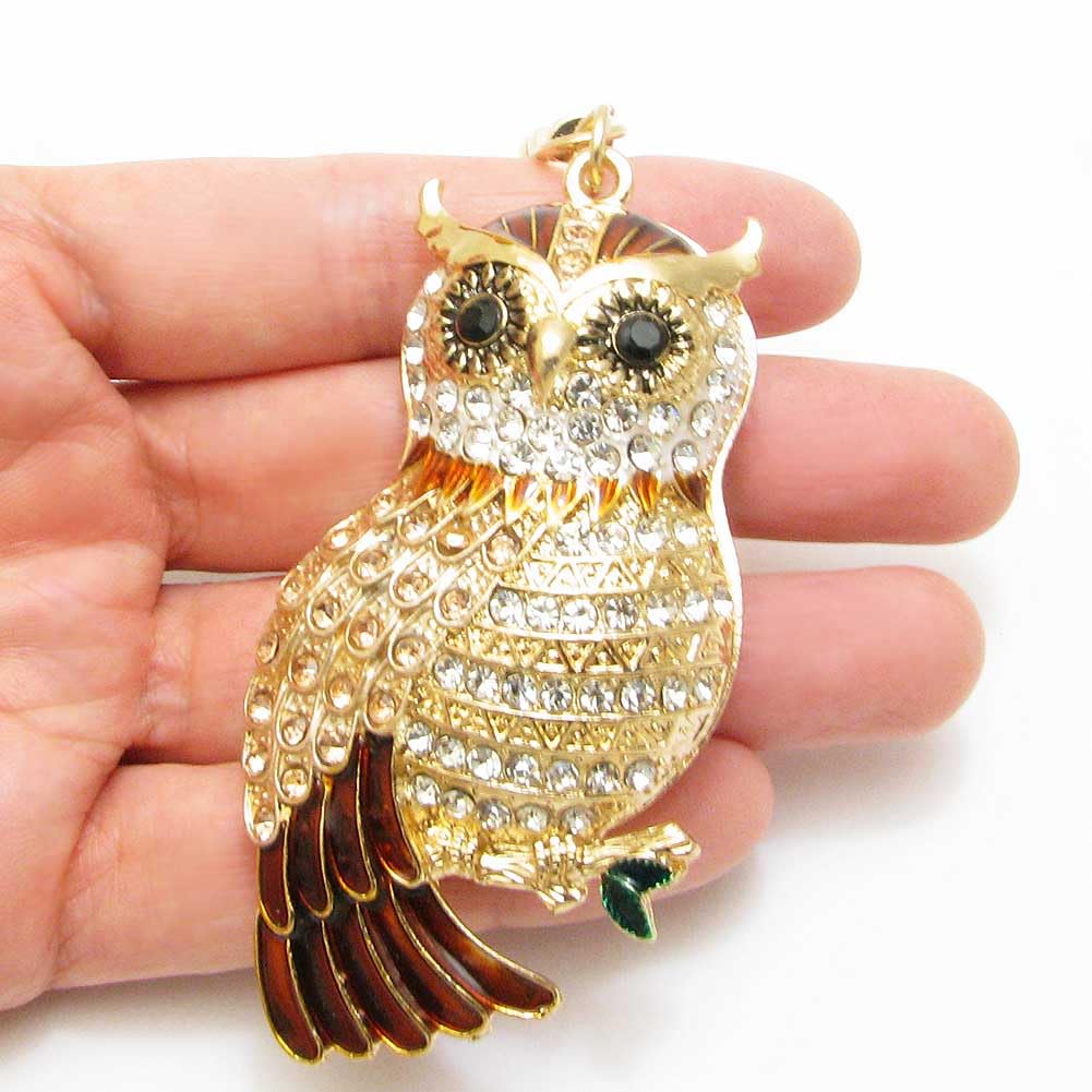 Großer Glücks-Eulen-Schlüsselanhänger, Taschenanhänger für Damen mit Strasssteinen, CHS10133