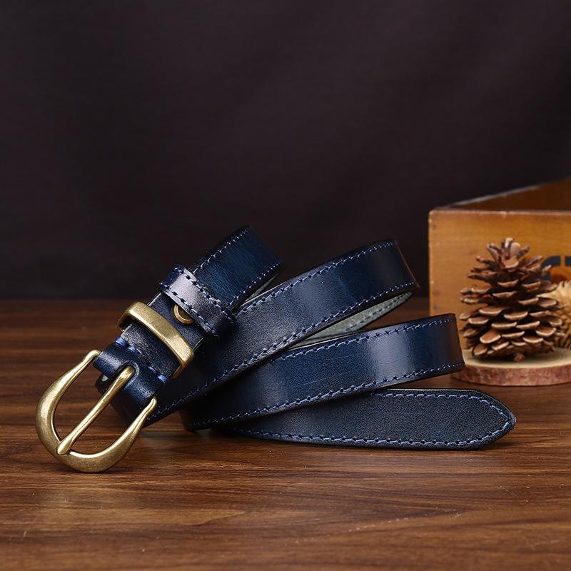 Leather Internet Celebrity Style Belt Female Korean Version Trend Versatile Personality Retro Pin Buckle First Layer Cowhide Jeans Belt Female