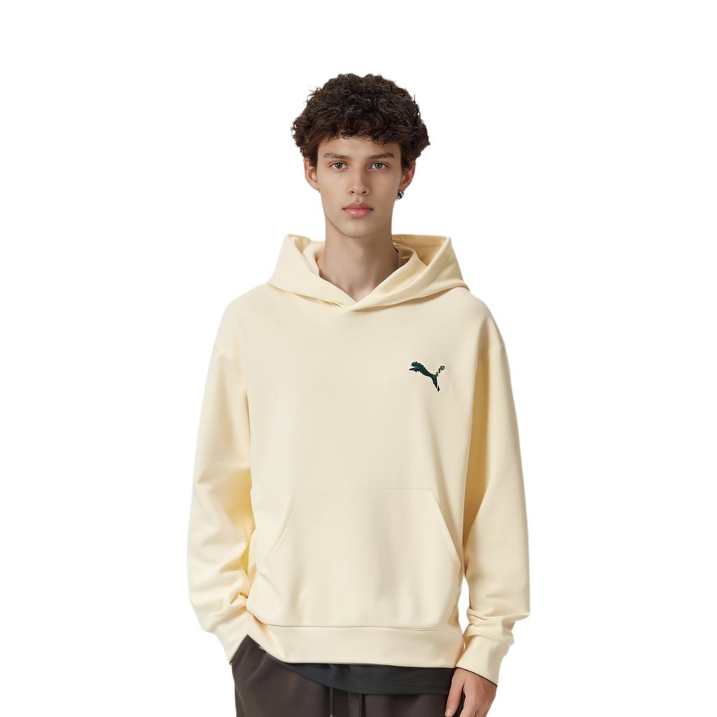 Puma Logo Buchstaben Print Lässiger Fleece Hoodie Herren Hoodies Mandel 631729-87