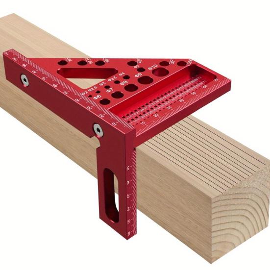 1/2Pcs 3D Aluminum Alloy Triangle Ruler with Drill Guide Holes Protractor Ruler 45/90 Multi