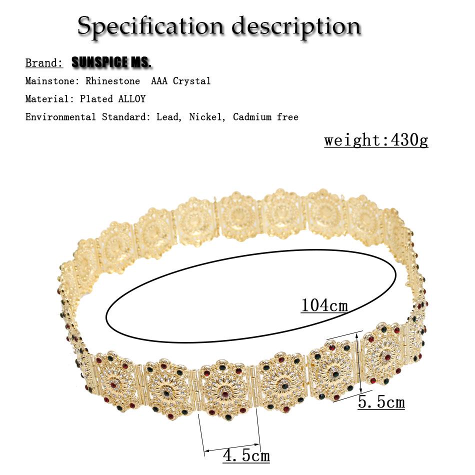 Gold Color Belt Wedding Jewelry Full Rhinestone Metal Waist Chain Bridal Bijoux Gift