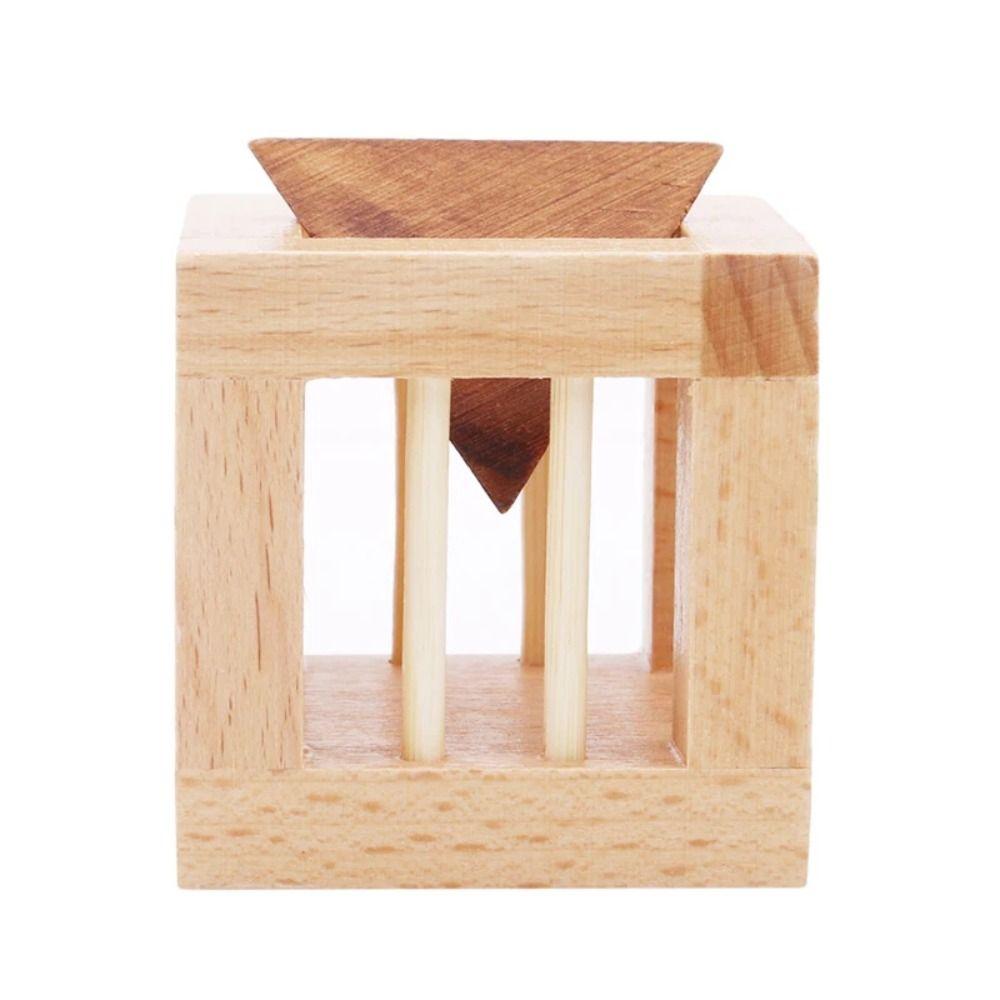 Cage Wooden Brain Teaser Puzzle Triangle Unlock Cage Apart Triangle Luban Lock  Teenager Gifts
