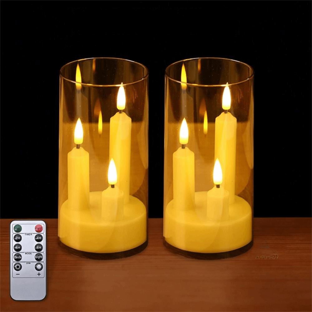 Transparent Lampshade LED Electronic Candles 3 in 1 Design Flickering LED Candles Wedding Decor