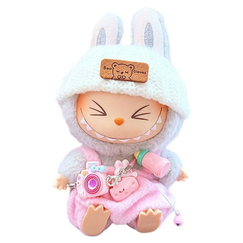 17cm Doll Clothes Set with Overalls/Hat/Camera Pendant Figures Outfit Replacement Clothes (No Doll)