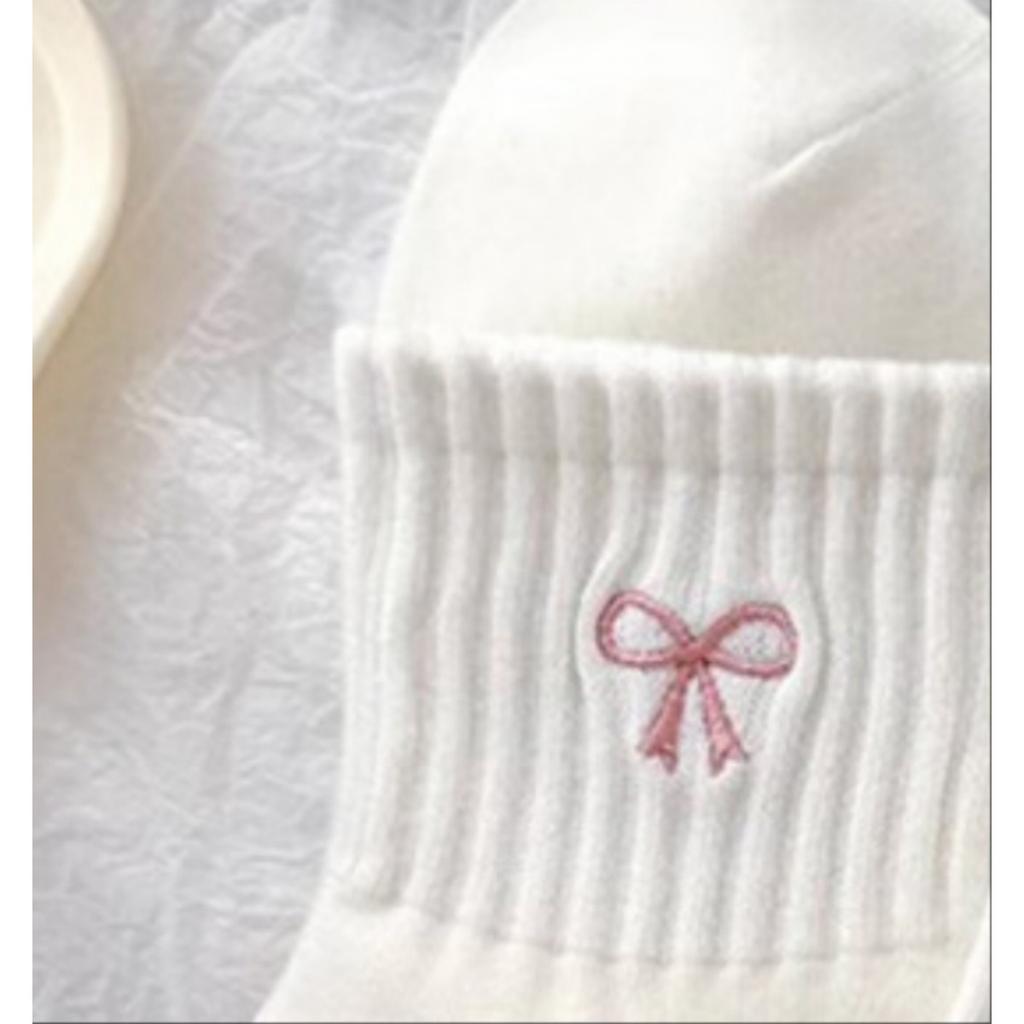 10-1 párů dámských ponožek ve tvaru srdce s mašlí, s módním a minimalistickým designem pro jaro a podzim! Roztomilý vzor bílé ponožky