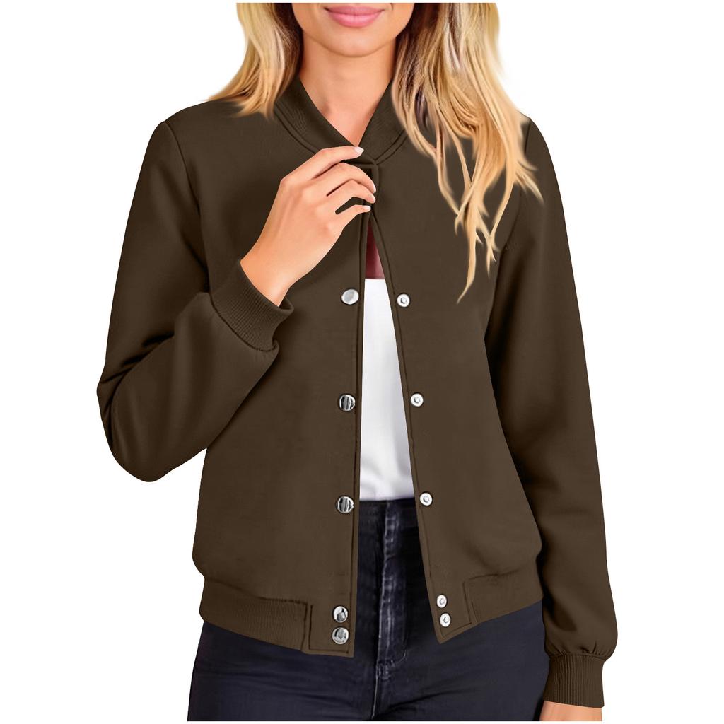 Women's Casual Loose Fit Long Sleeve Hoodie Jacket with Stand Collar for Street