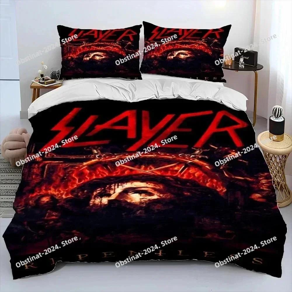 3D Slayer Heavy Metal Band Music Bedding Set Printed Single Comforter Quilt Bed Duvet Cover Pillow Case 3 Pieces Kids Adult Size